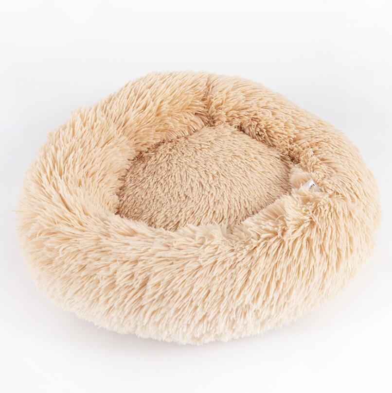 Round plush beds for small dogs and cats