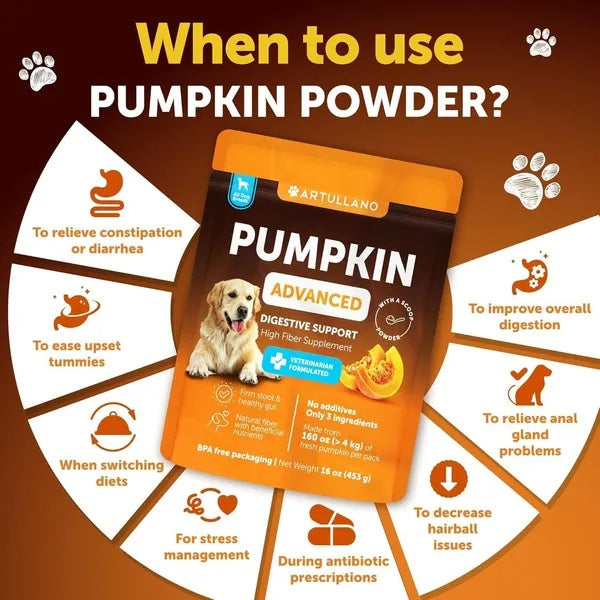 Pumpkin Powder For Dogs . Fiber Supplement For Firm Stool Poop Anti Diarrhea Gas Relief Made In USA