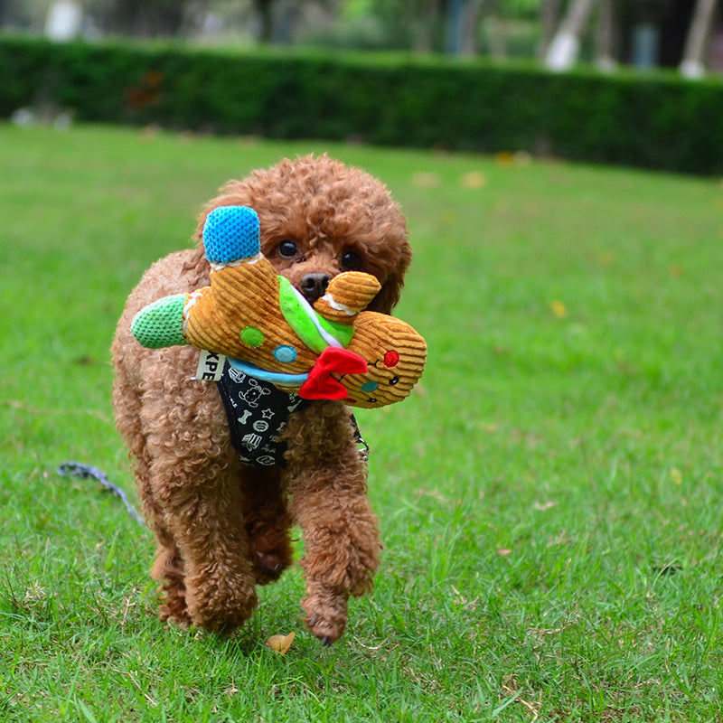 Gingerbread man Christmas plush dog toy