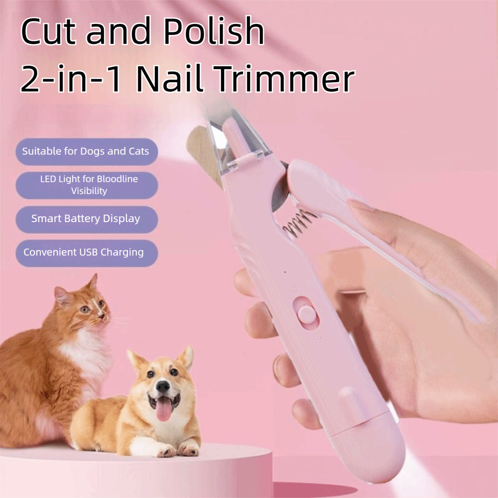 2-in-1 Pet Nail Clippers with LED Light