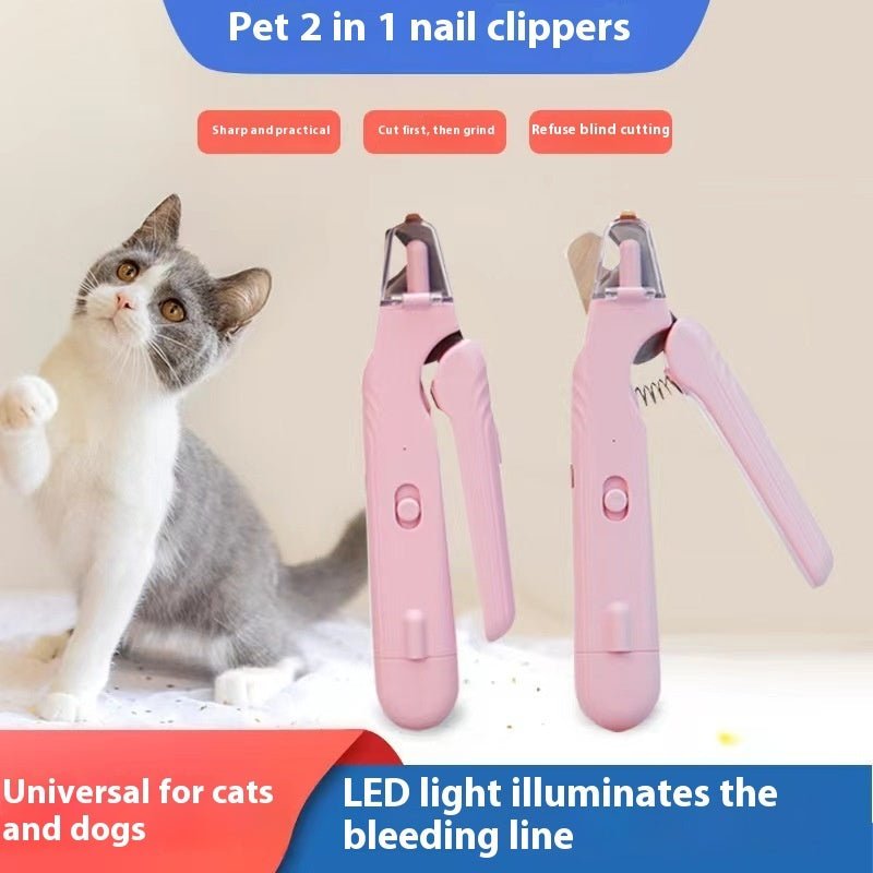 2 - in - 1 Pet Nail Clippers with LED Light - Mascotitas