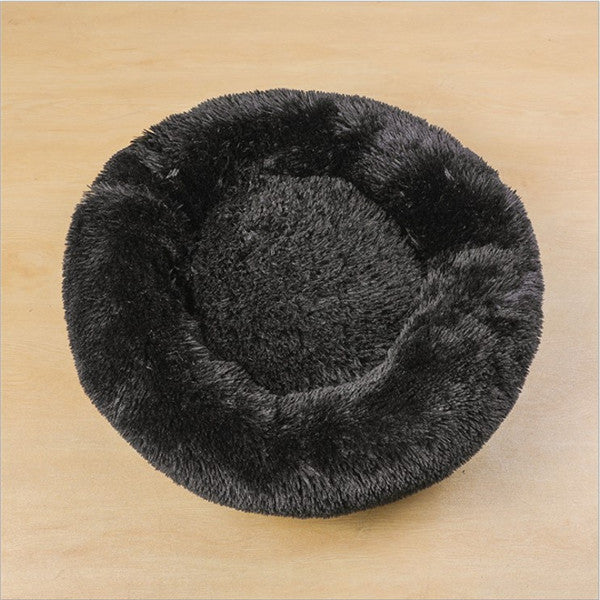 Round plush beds for small dogs and cats