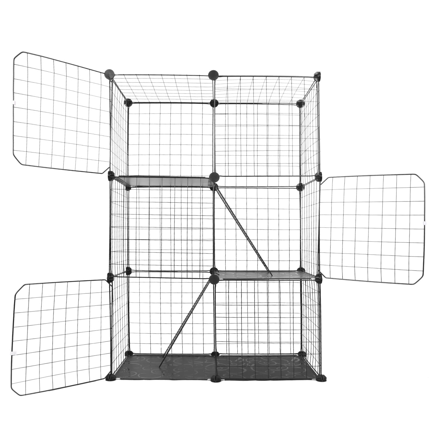 3 - Tier Indoor Cat Playpen with Doors & Ladders - Mascotitas
