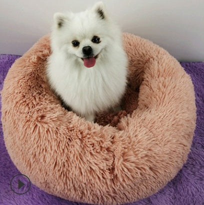 Round plush beds for small dogs and cats