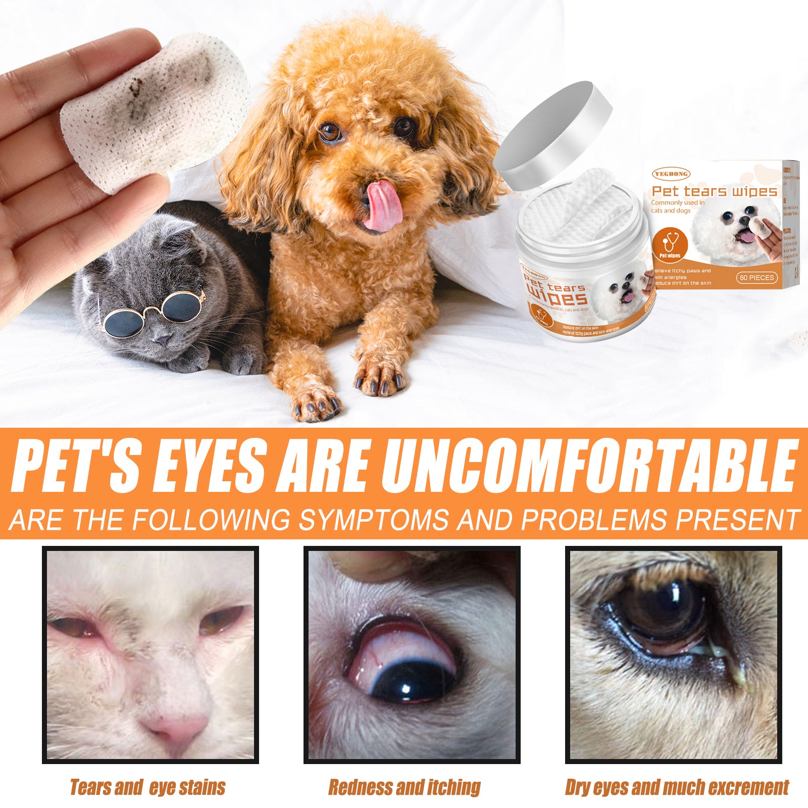 Pet Eye Cleaning Wipes — Tear Stain Remover