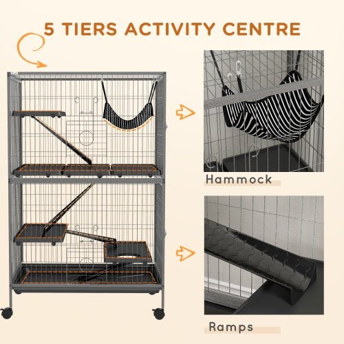 5 Tiers Of Small Animal Cages, Ferret Cages, Large Chinchilla Cages With Hammock Fittings And Heavy Duty Wires - Mascotitas