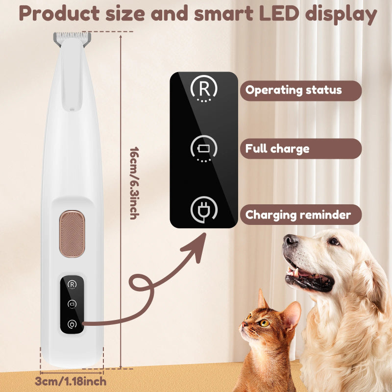 Waterproof Pet Paw Trimmer with LED Display