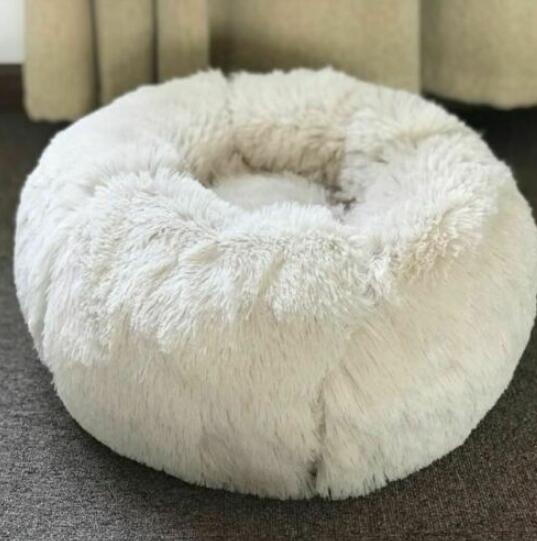 Round plush beds for small dogs and cats