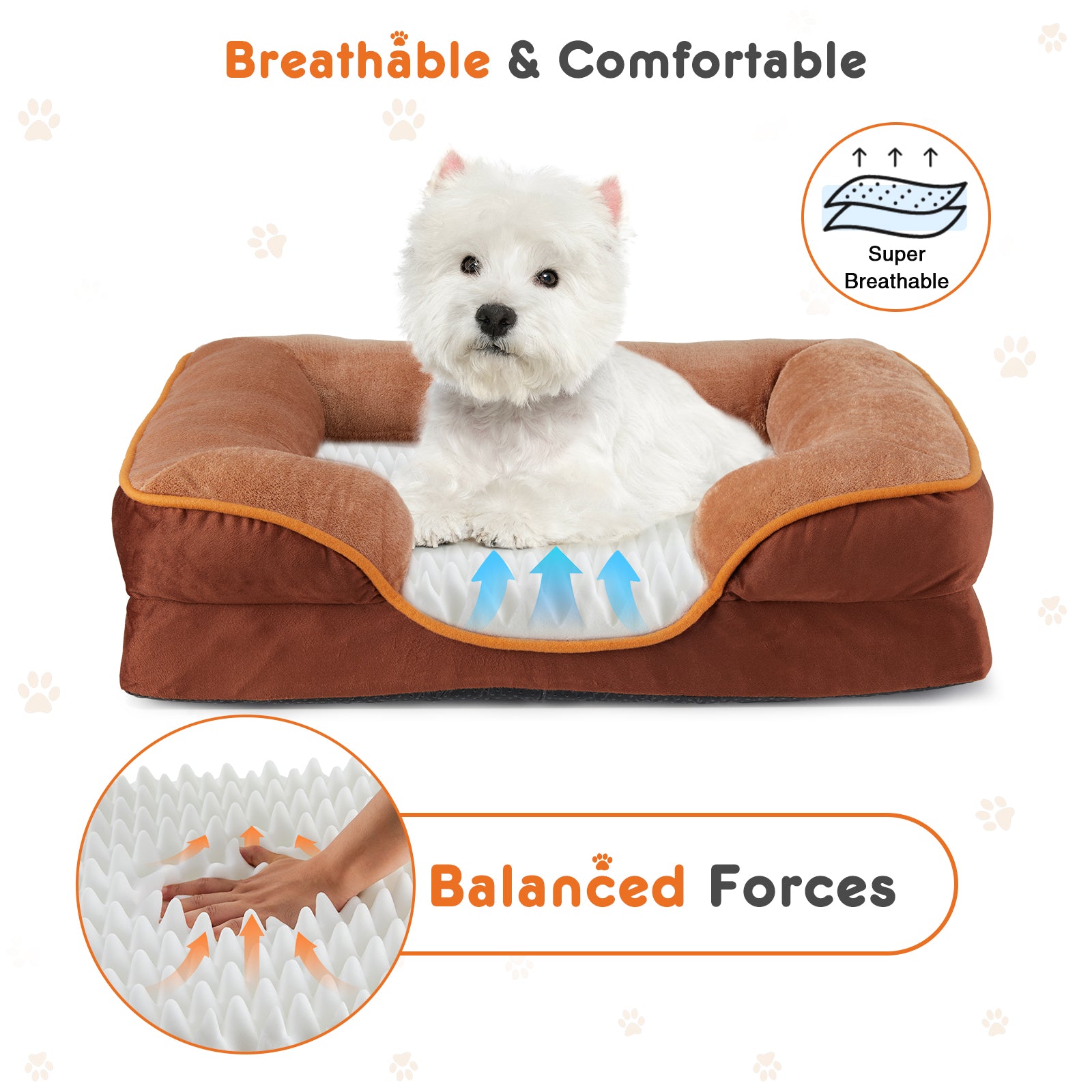 Memory Foam Pet Bed For Small  With Washable Removable Cover Non-Slip Base Waterproof Liner