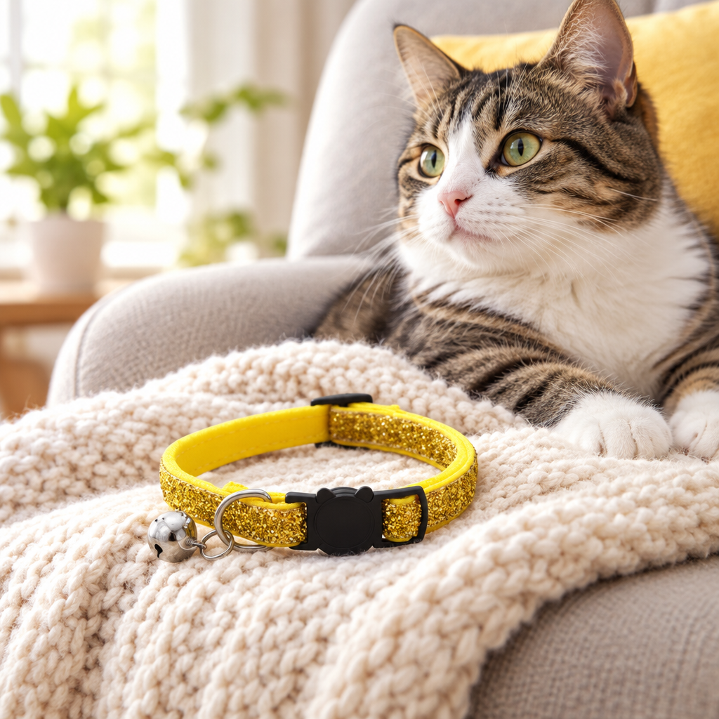 Adjustable Colorful Cat Collar with Bell for Pets