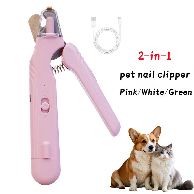 2-in-1 Pet Nail Clippers with LED Light
