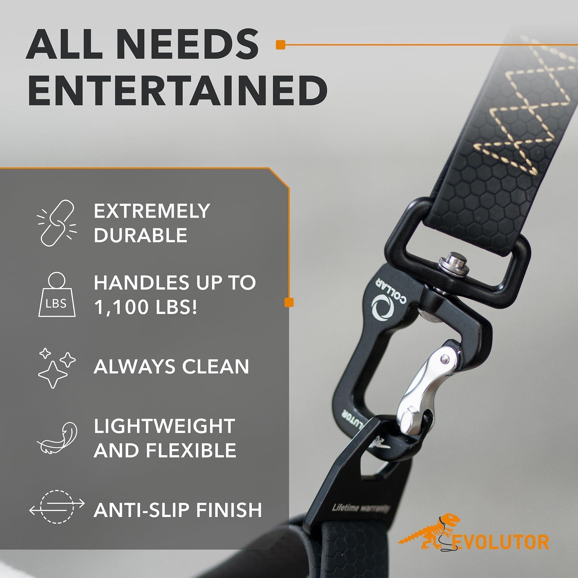 Black Extra Heavy Duty Dog Leash 4 Ft x 1 in for Large Medium and Small Dogs - Mascotitas