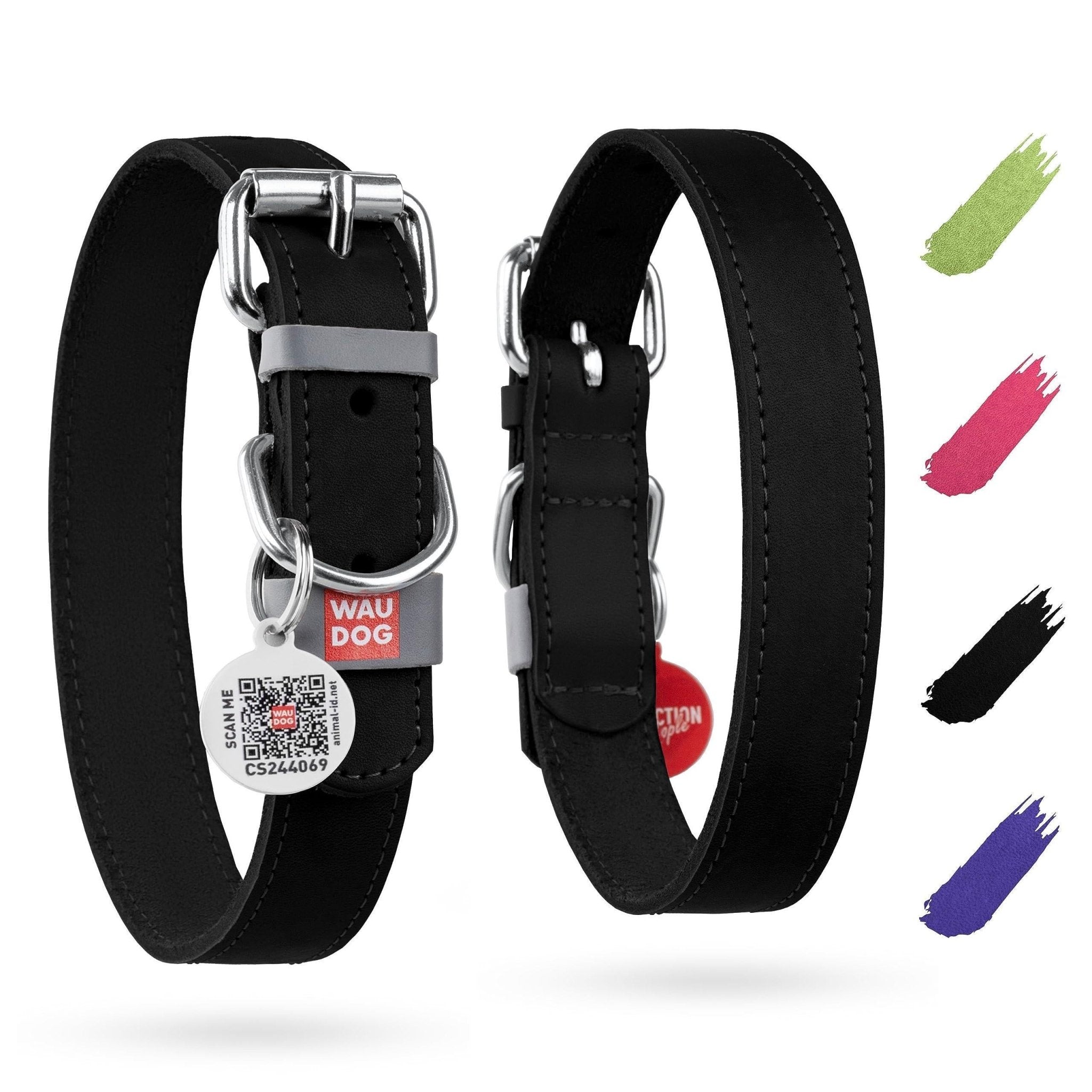 Black Long Lasting Leather Dog Collar Adjustable for Medium Dogs 1215 inch Neck - Mascotitas