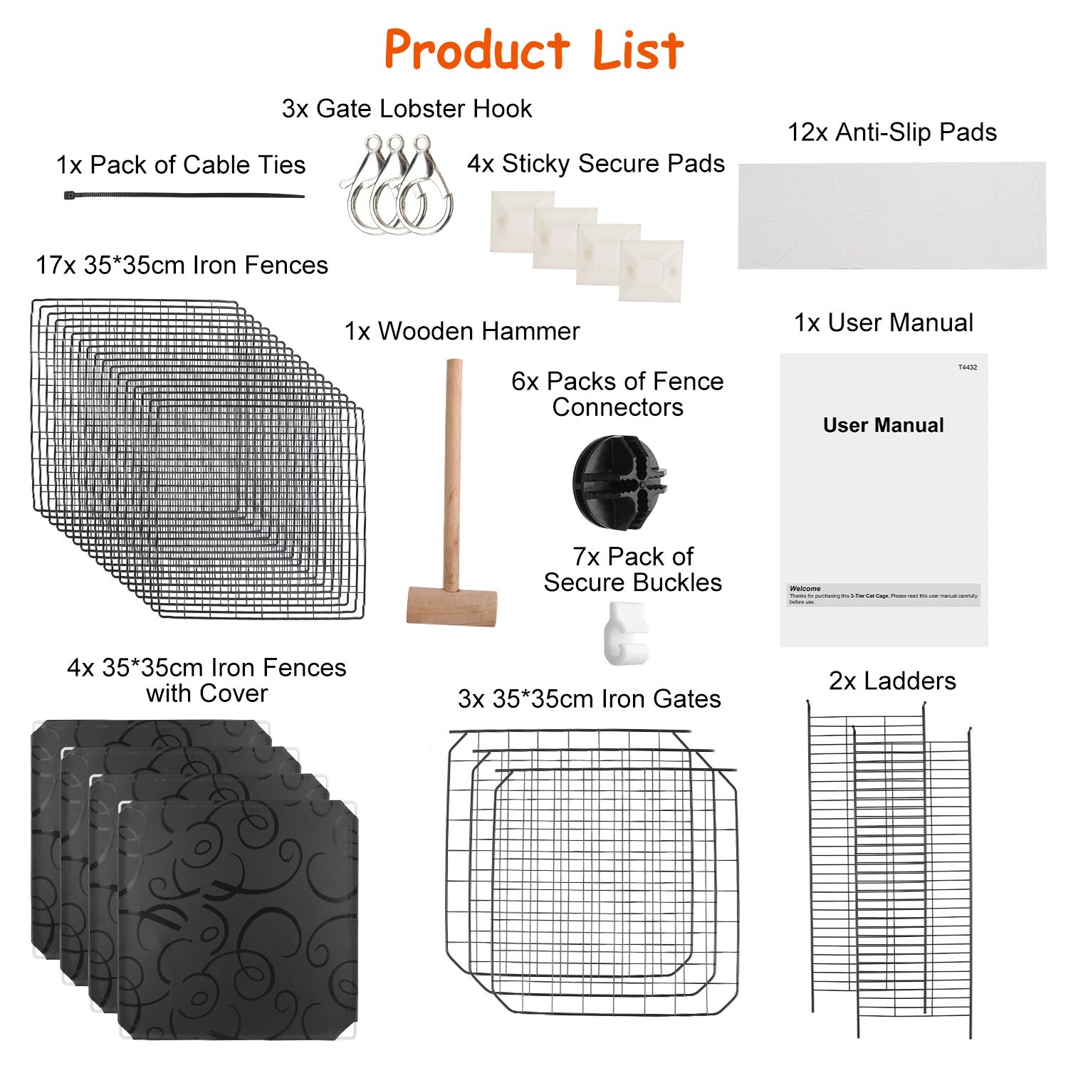 3-Tier Indoor Cat Playpen with Doors & Ladders