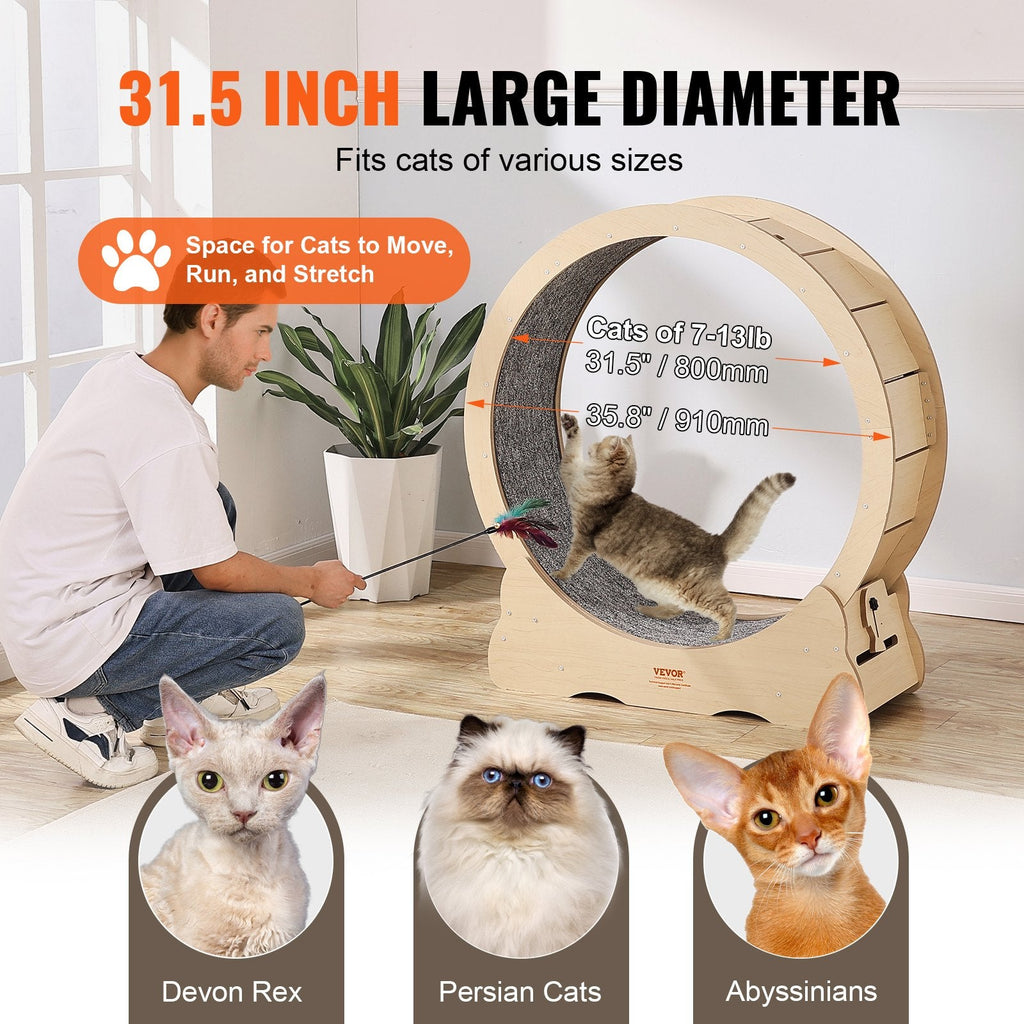 Cat Exercise Wheel Large Cat Treadmill Wheel For Indoor Cats 35.8 Inch - Mascotitas
