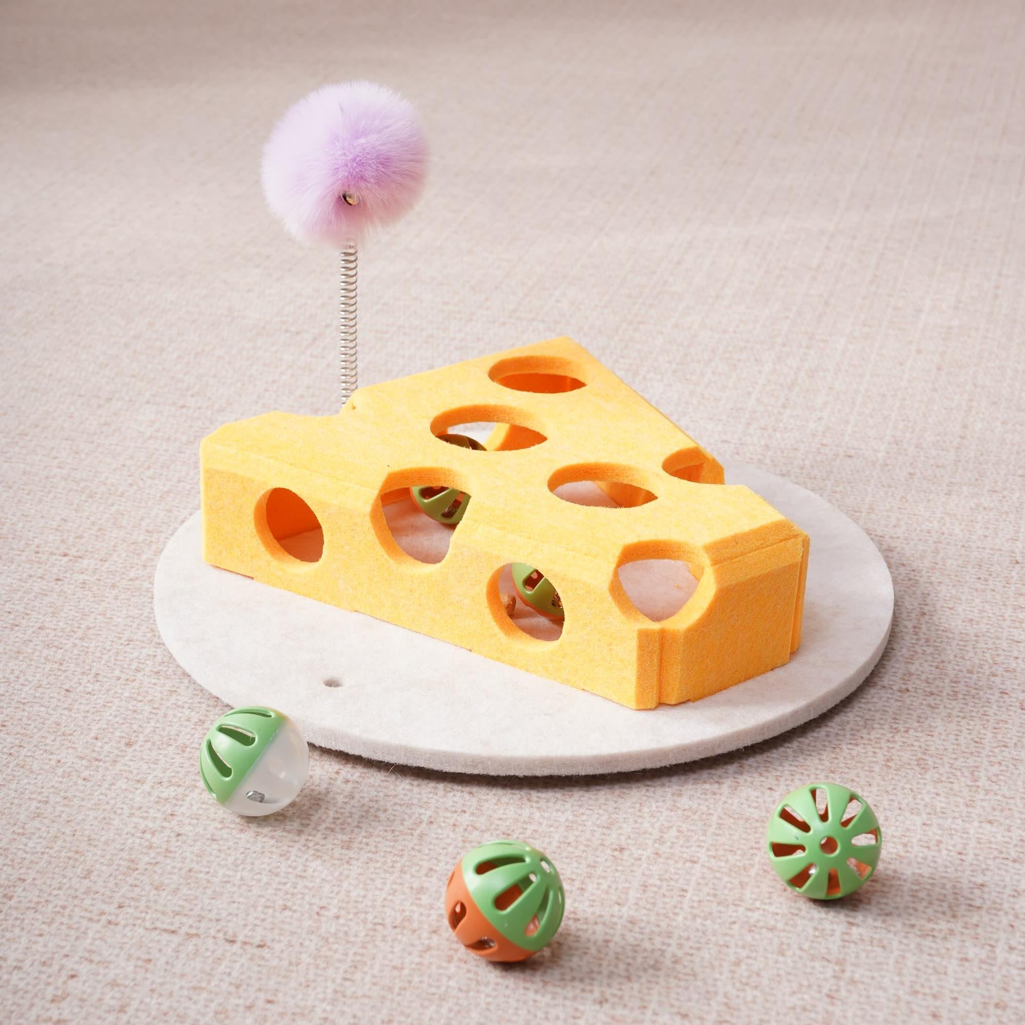 Cat Puzzle Toy With Ball And Spring - loaded Wand Felt Indoor Cat Toy Box Suction Cup Base Treat Puzzle Helps Cats Play Independently And Improves Their Intelligence. - Mascotitas