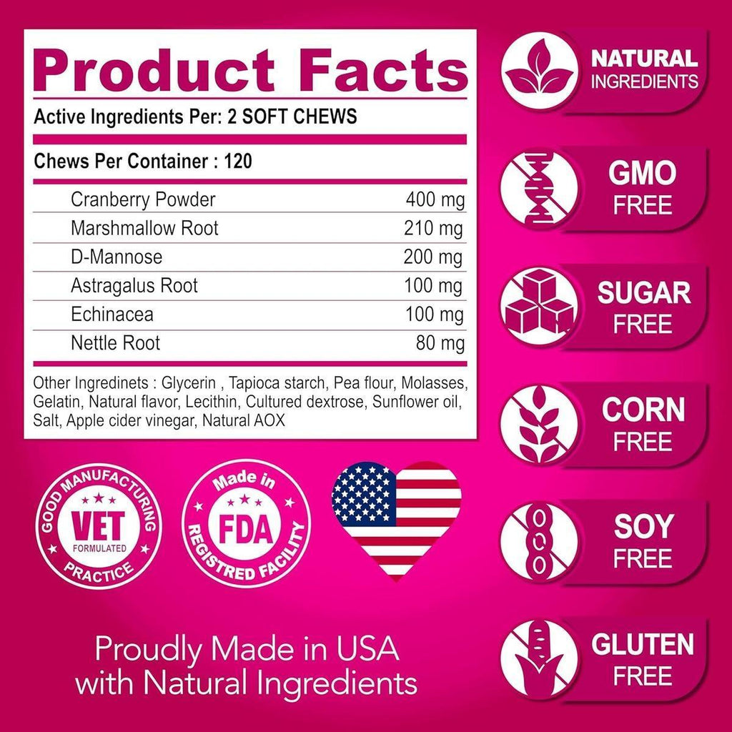 Cranberry UTI Treatment Chews for Dogs - Mascotitas