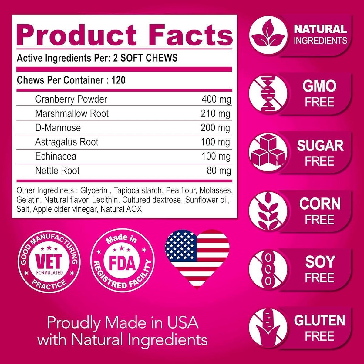 Cranberry UTI Treatment Chews for Dogs - Mascotitas