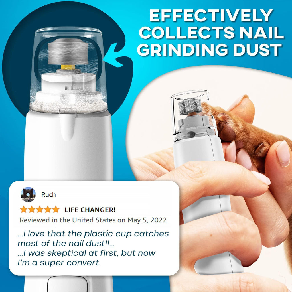 Dog Nail Grinder with LED Light Rechargeable for Large Medium & Small Dogs - Mascotitas