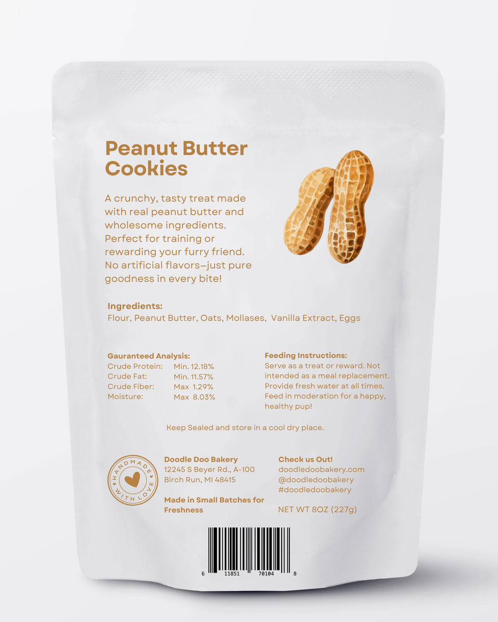 Galletas Caseras de Mantequilla de Cacahuete para Perros – 1/2 lb