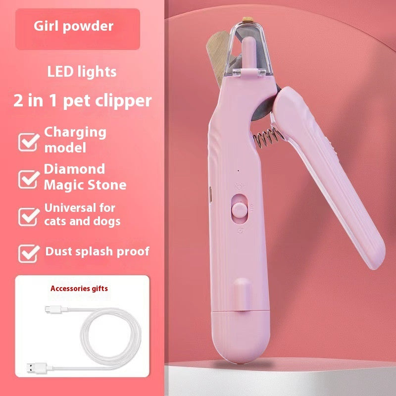 2-in-1 Pet Nail Clippers with LED Light