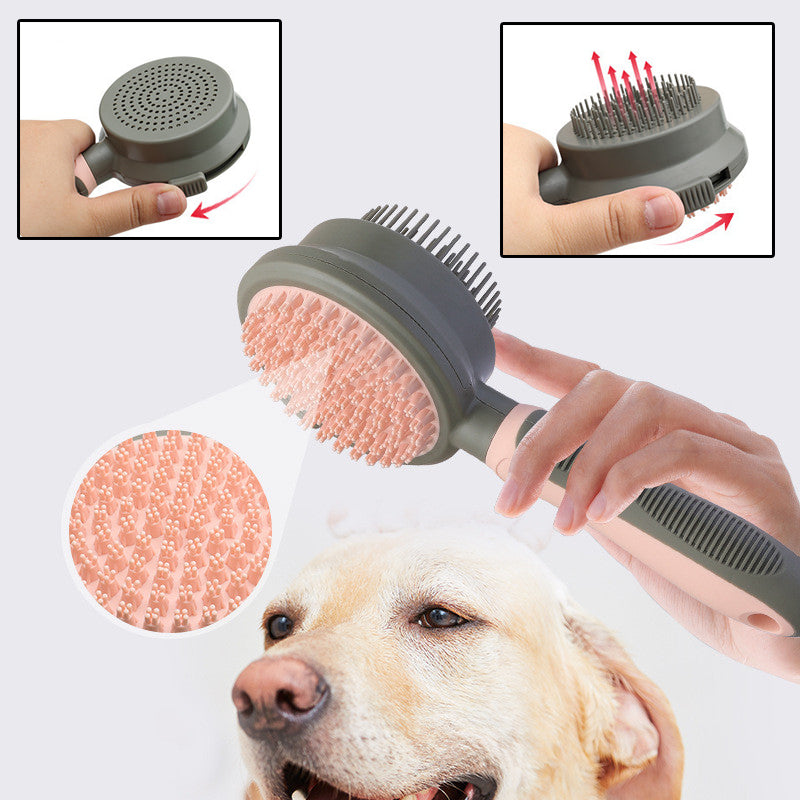 Self-cleaning grooming brush