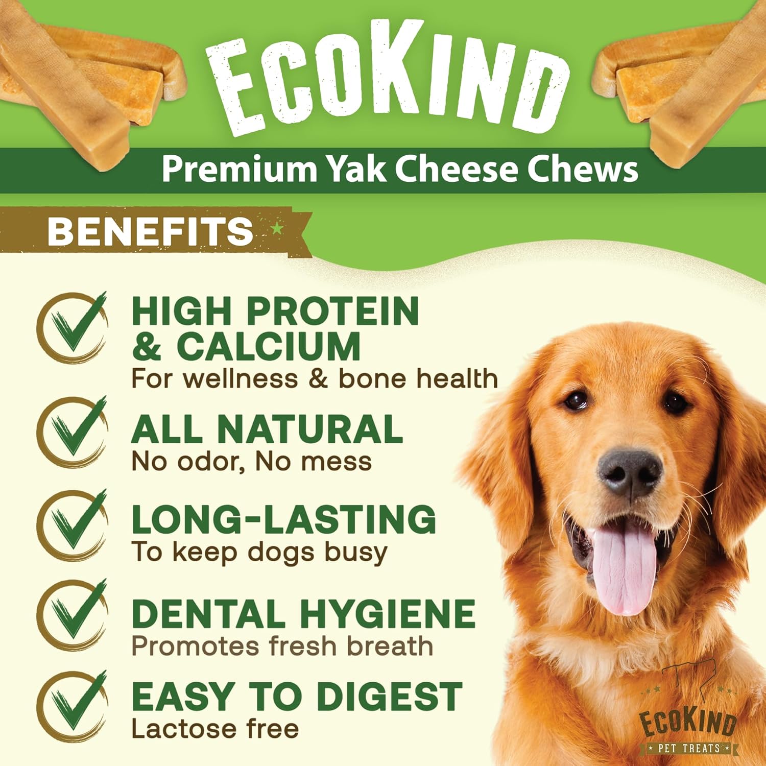 Gold Yak Chews for Medium Dogs (3 Medium Sized Chews) - Mascotitas