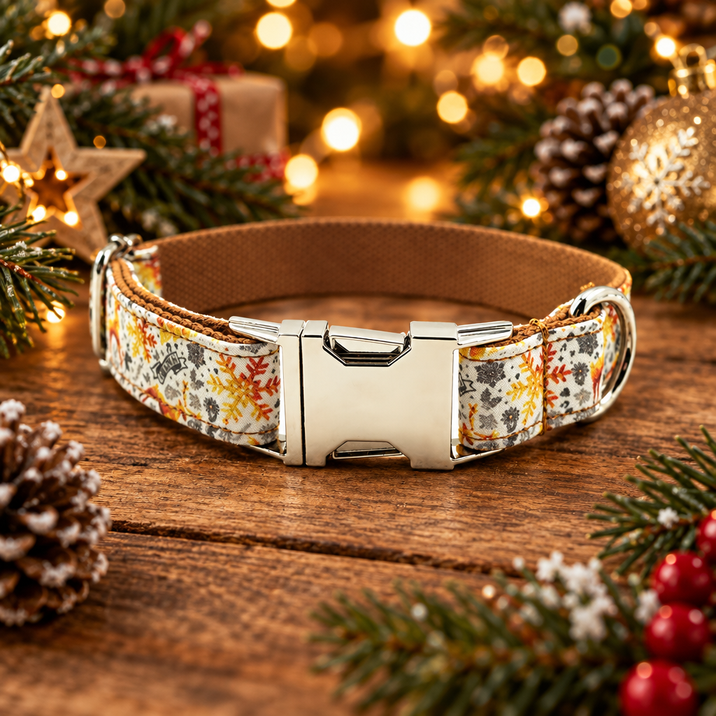Collar navideño dorado para perros
