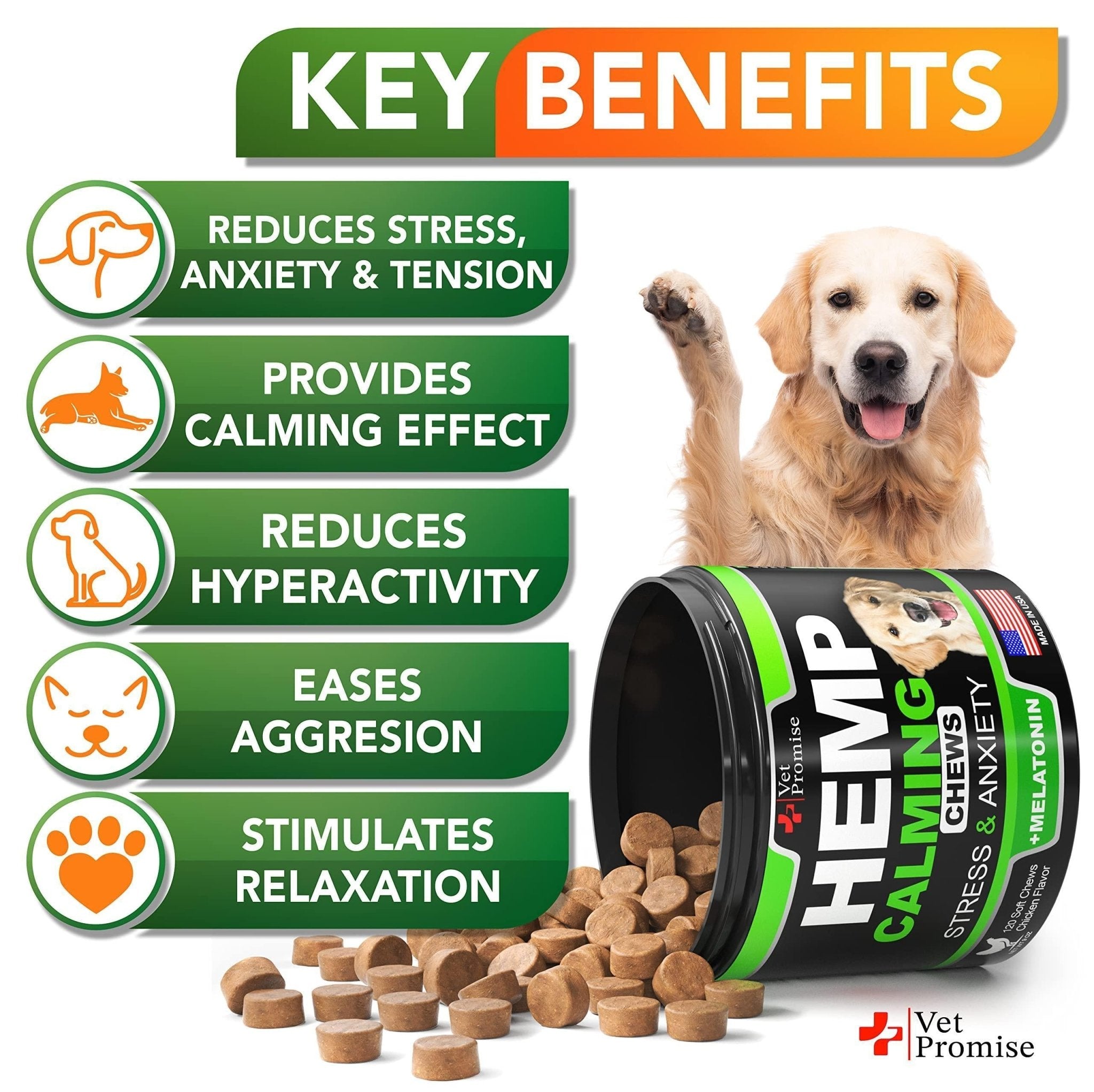 Hemp Calming Chews for Dogs — 120 Treats - Mascotitas
