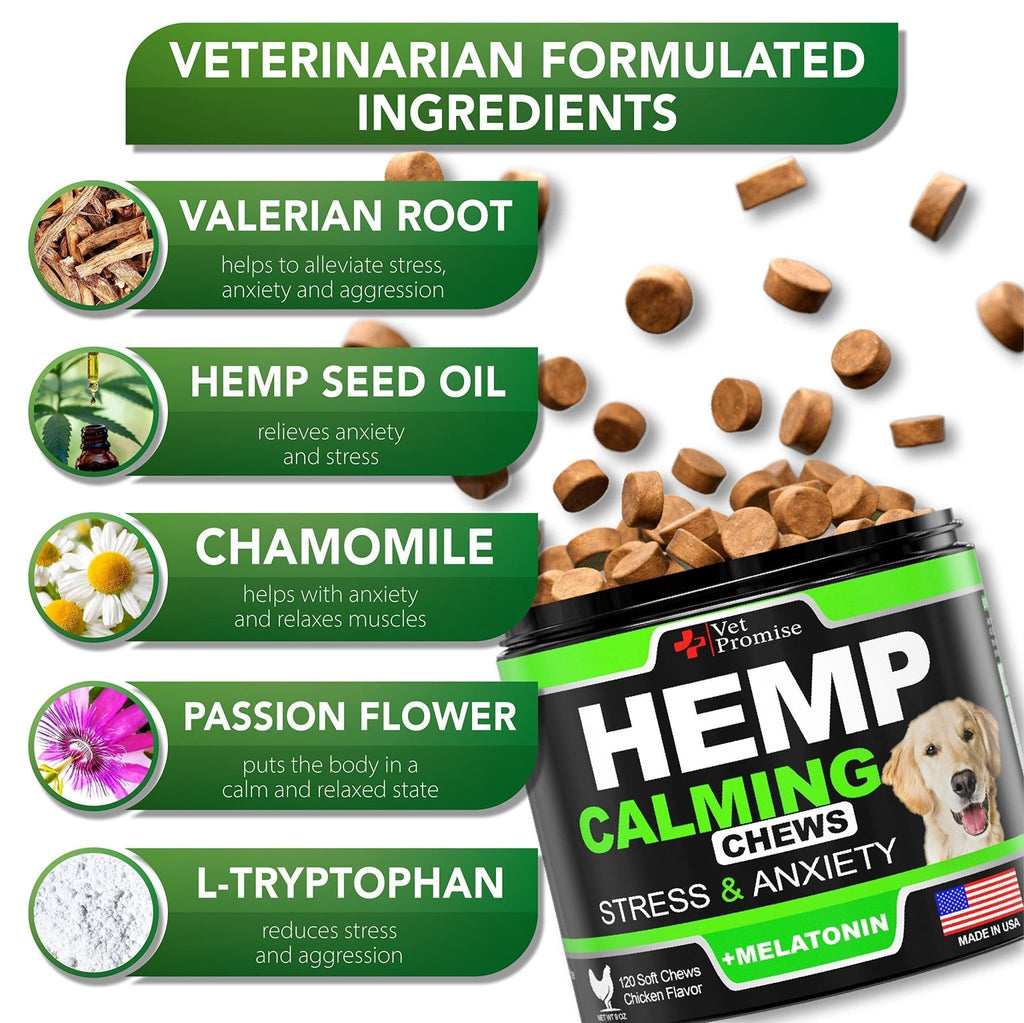 Hemp Calming Chews for Dogs — 120 Treats - Mascotitas