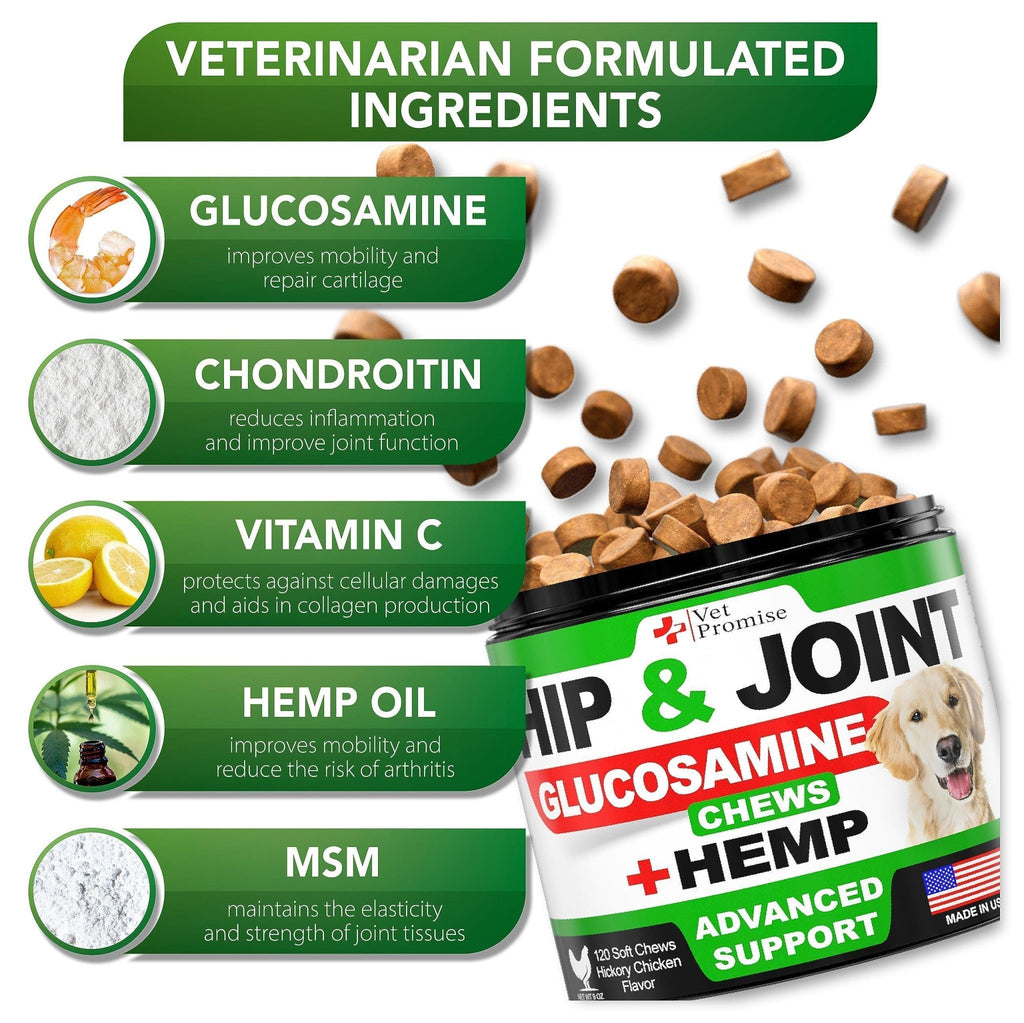 Hemp Hip & Joint Chews for Dogs — 120 Count - Mascotitas