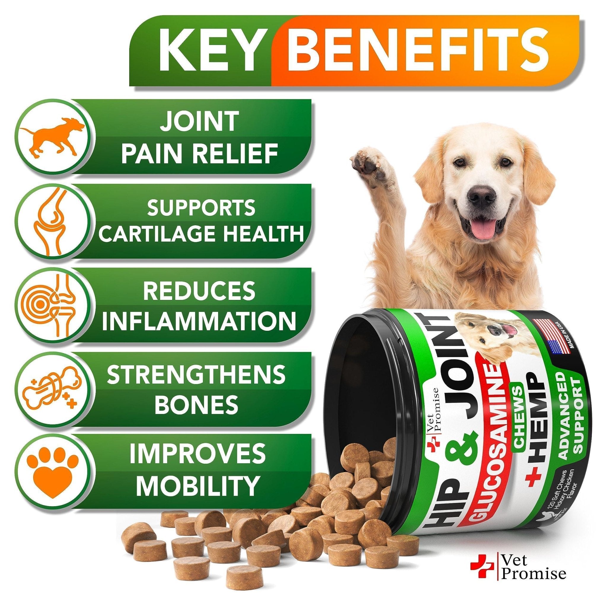 Hemp Hip & Joint Chews for Dogs — 120 Count - Mascotitas