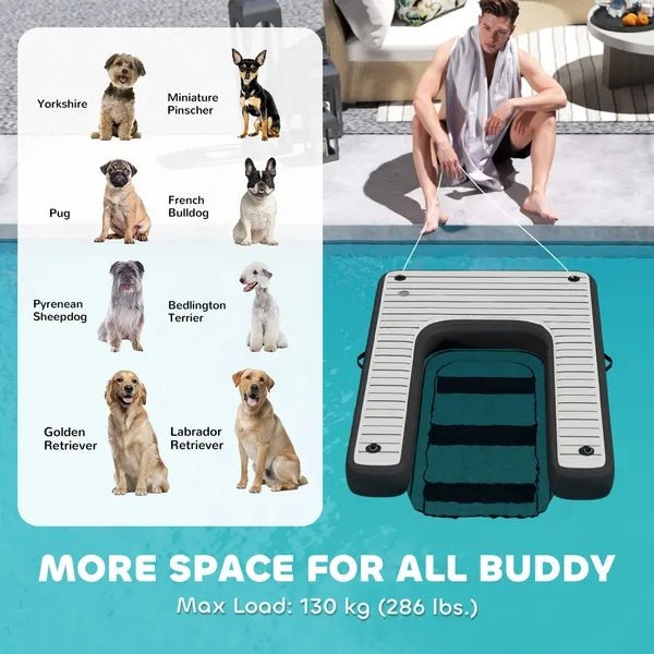Inflatable Dog Boat Ramp — Up to 286 lbs - Mascotitas