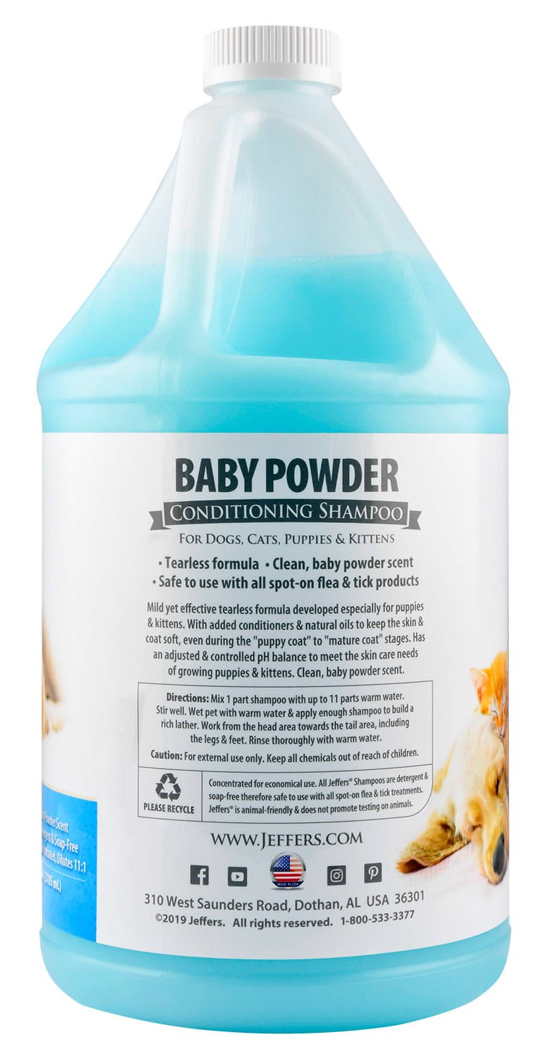 Jeffers Pet Baby Powder Tearless Conditioning Shampoo for Puppies and Kittens