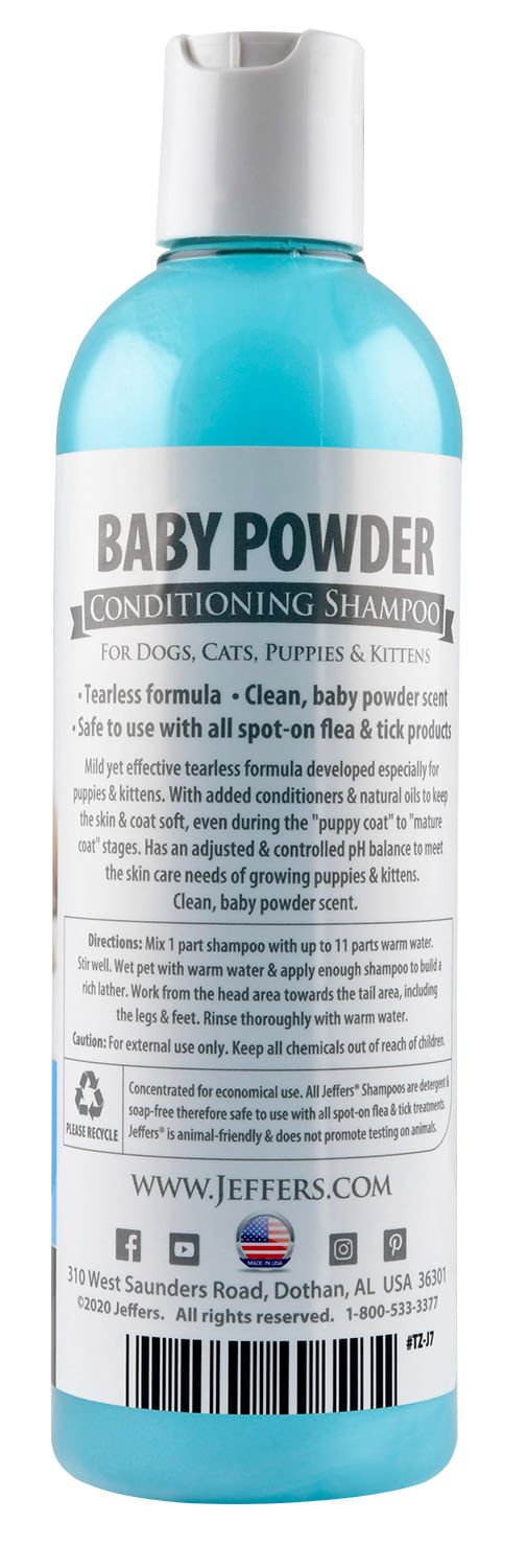 Jeffers Pet Baby Powder Tearless Conditioning Shampoo for Puppies and Kittens - Mascotitas