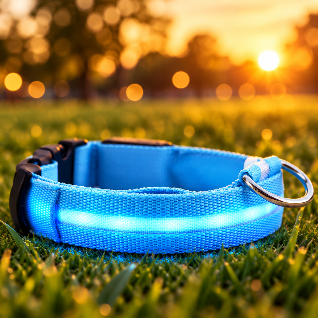 Collar tipo halo de seguridad LED para mascotas