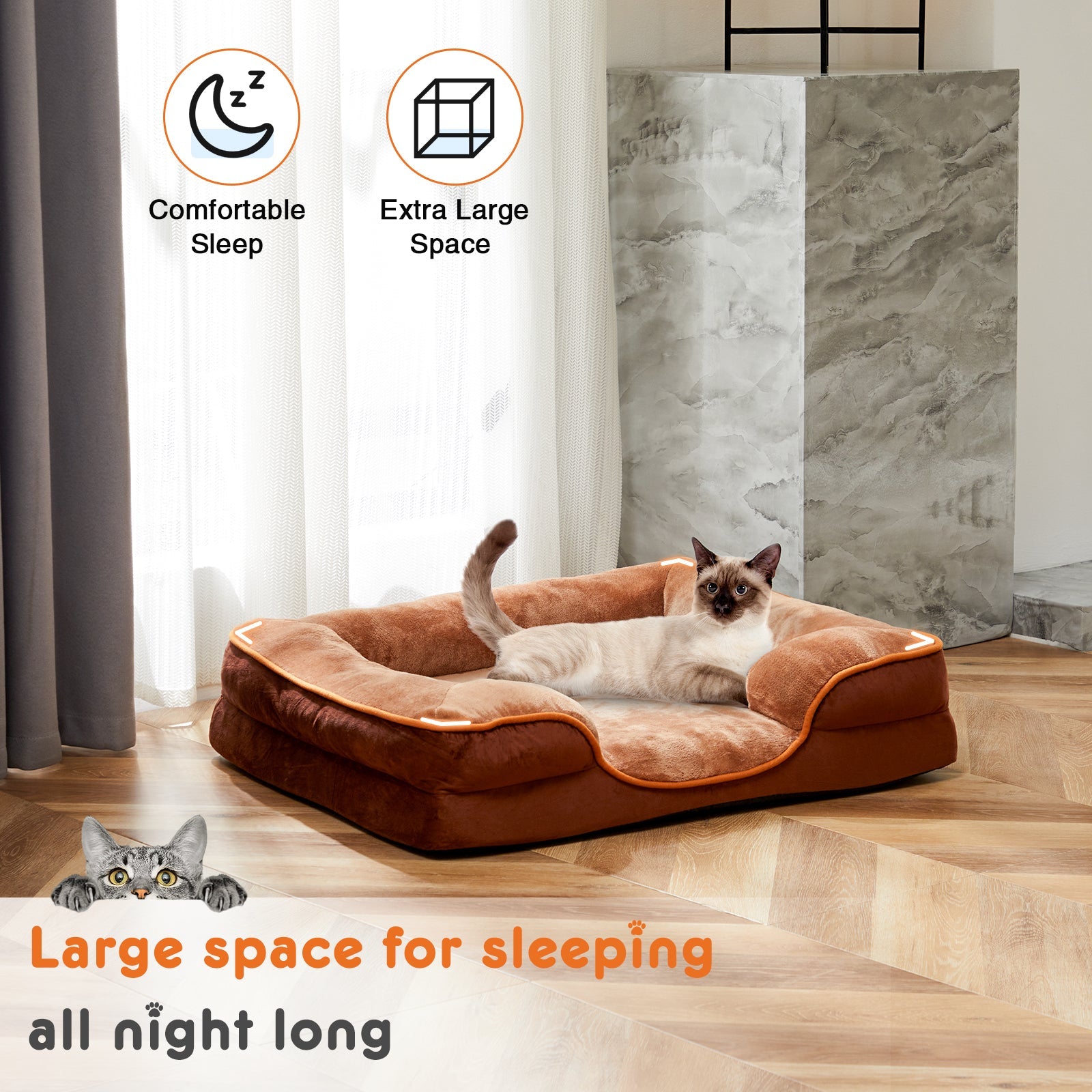 Memory Foam Pet Bed For Small With Washable Removable Cover Non - Slip Base Waterproof Liner - Mascotitas