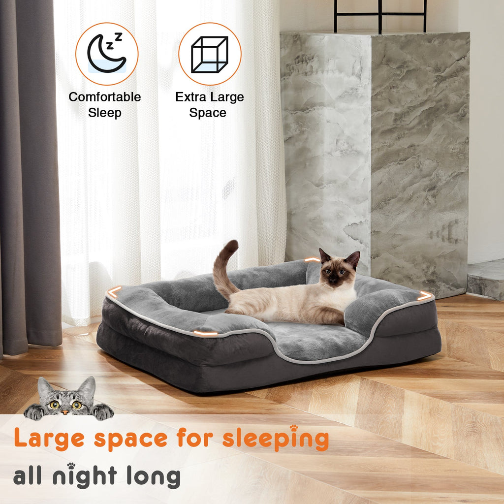 Memory Foam Pet Bed For Small With Washable Removable Cover Non - Slip Base Waterproof Liner - Mascotitas