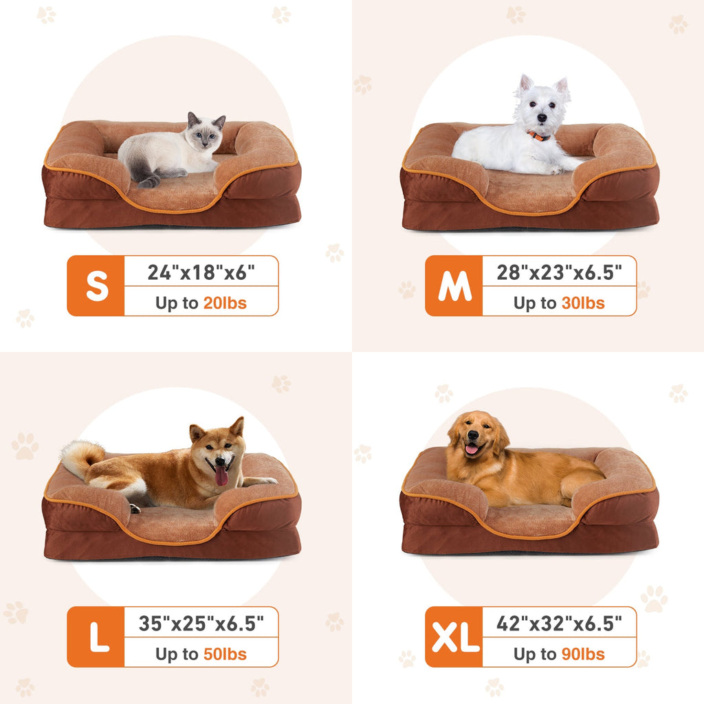Memory Foam Pet Bed For Small With Washable Removable Cover Non - Slip Base Waterproof Liner - Mascotitas