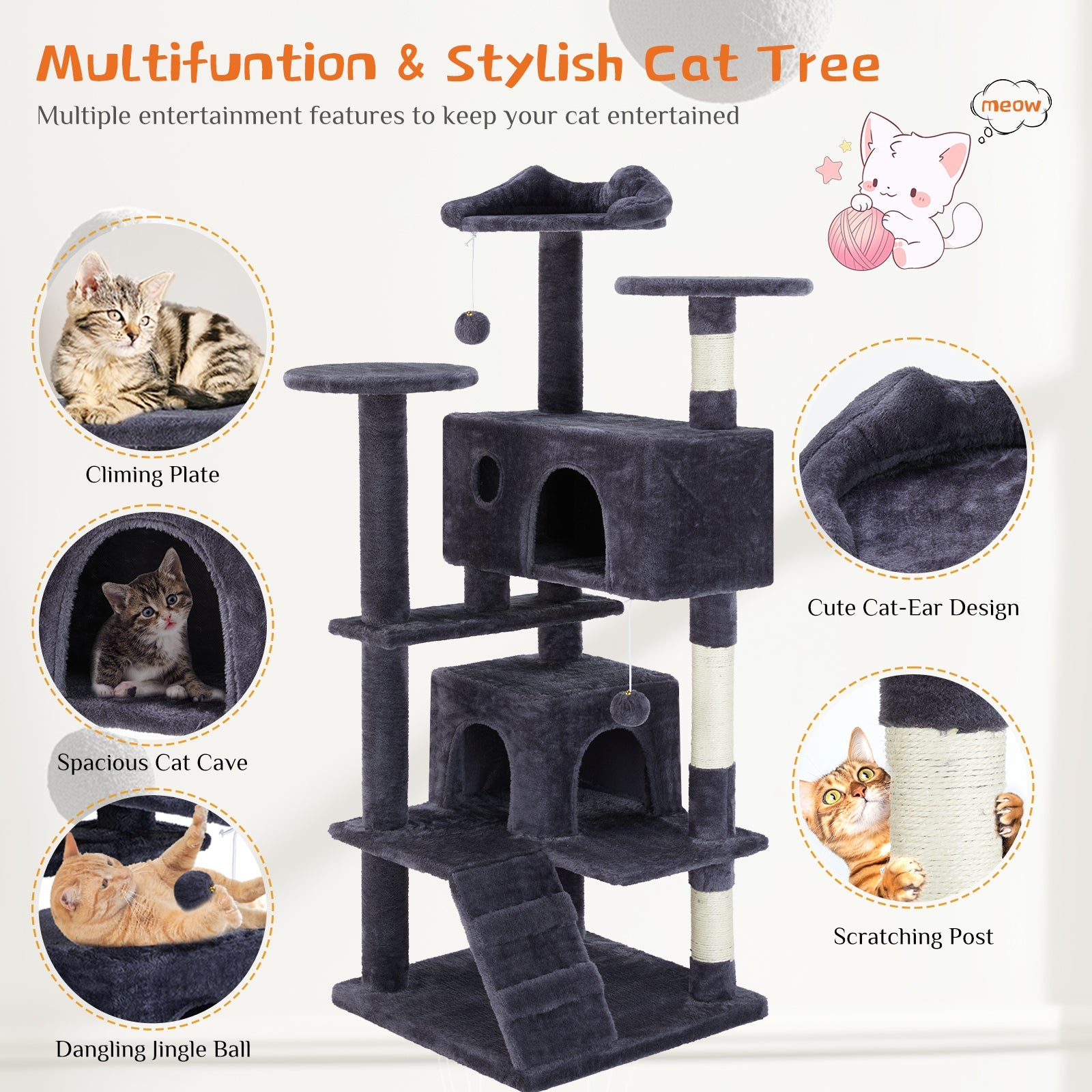 Multi Functional Cat Treehouse Cat Climbing Frame - Mascotitas