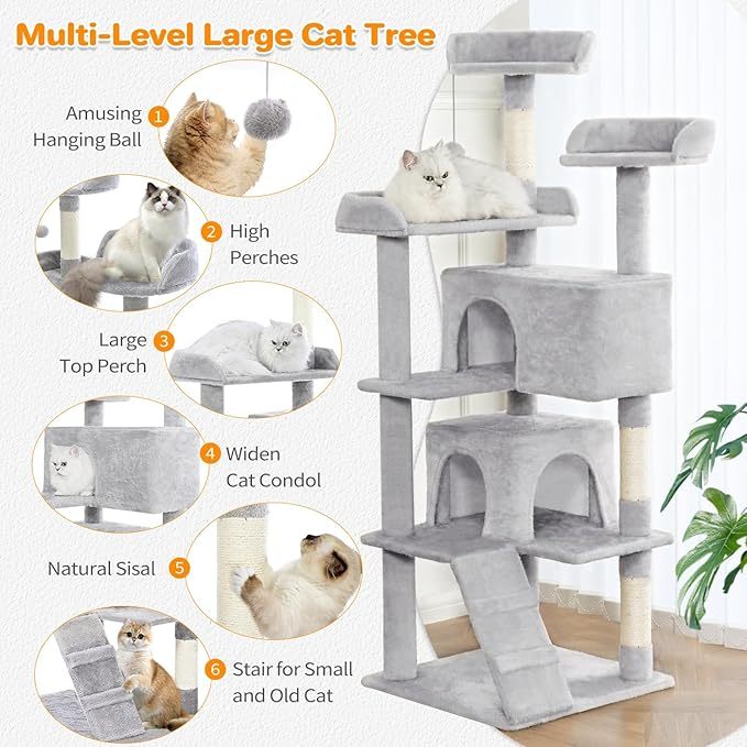 Multi - Level Cat Tree with Scratching Posts - Mascotitas