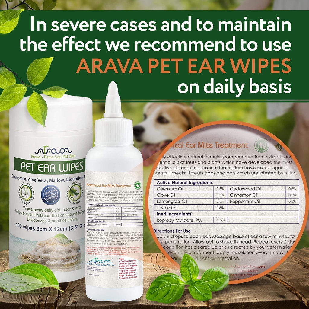 Natural Ear Mite Treatment for Dogs & Cats Pet Ear Mites Infection Cleaner - Mascotitas