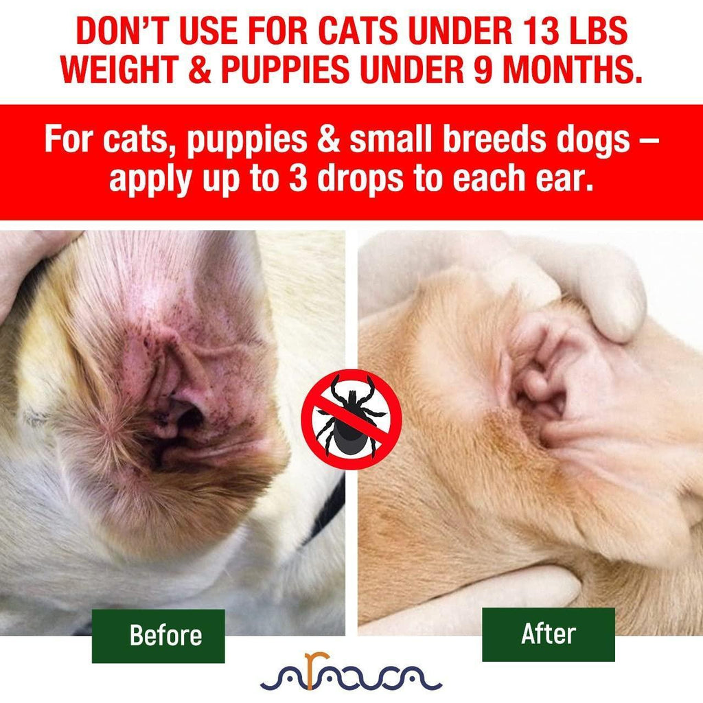 Natural Ear Mite Treatment for Dogs & Cats Pet Ear Mites Infection Cleaner - Mascotitas
