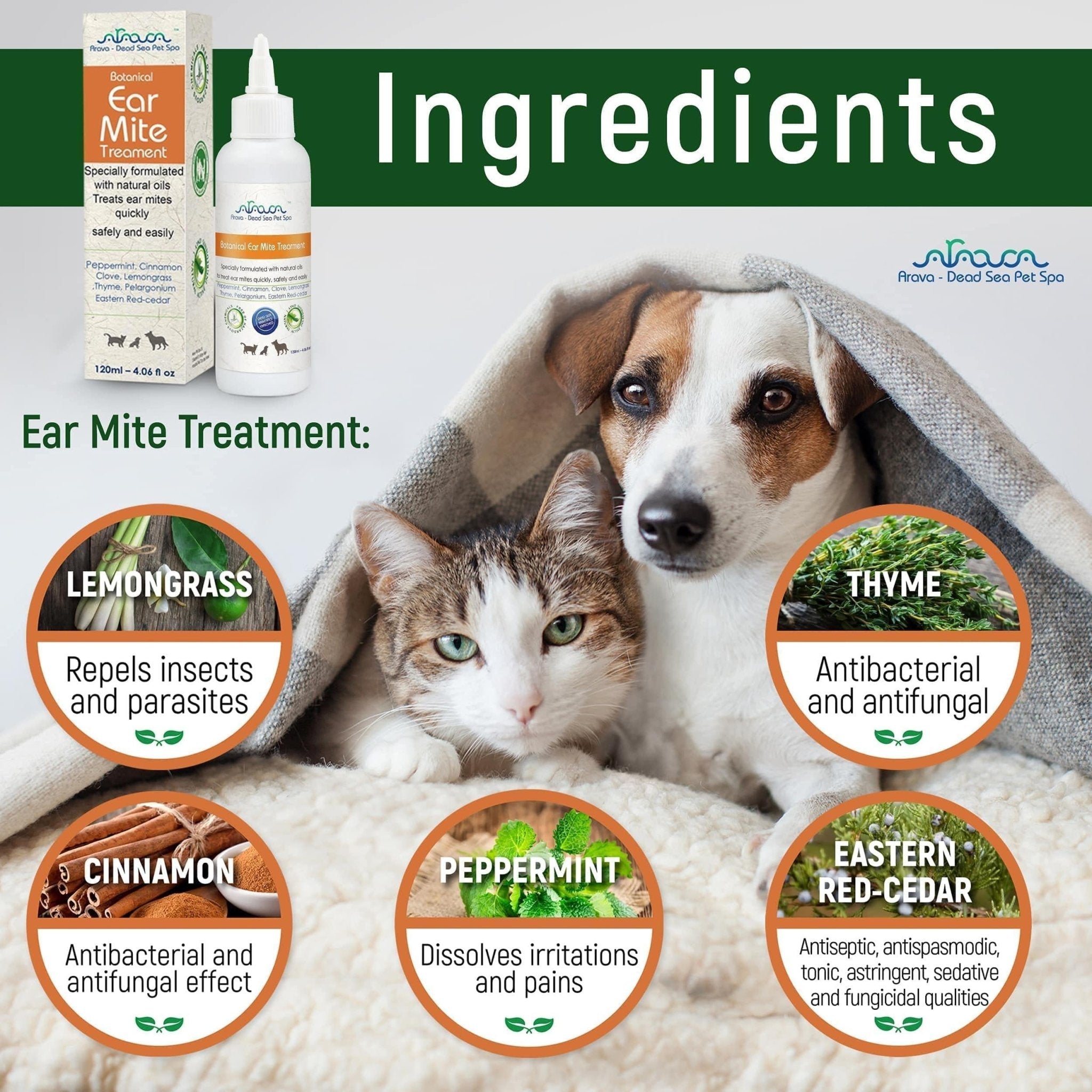 Natural Ear Mite Treatment for Dogs & Cats Pet Ear Mites Infection Cleaner - Mascotitas