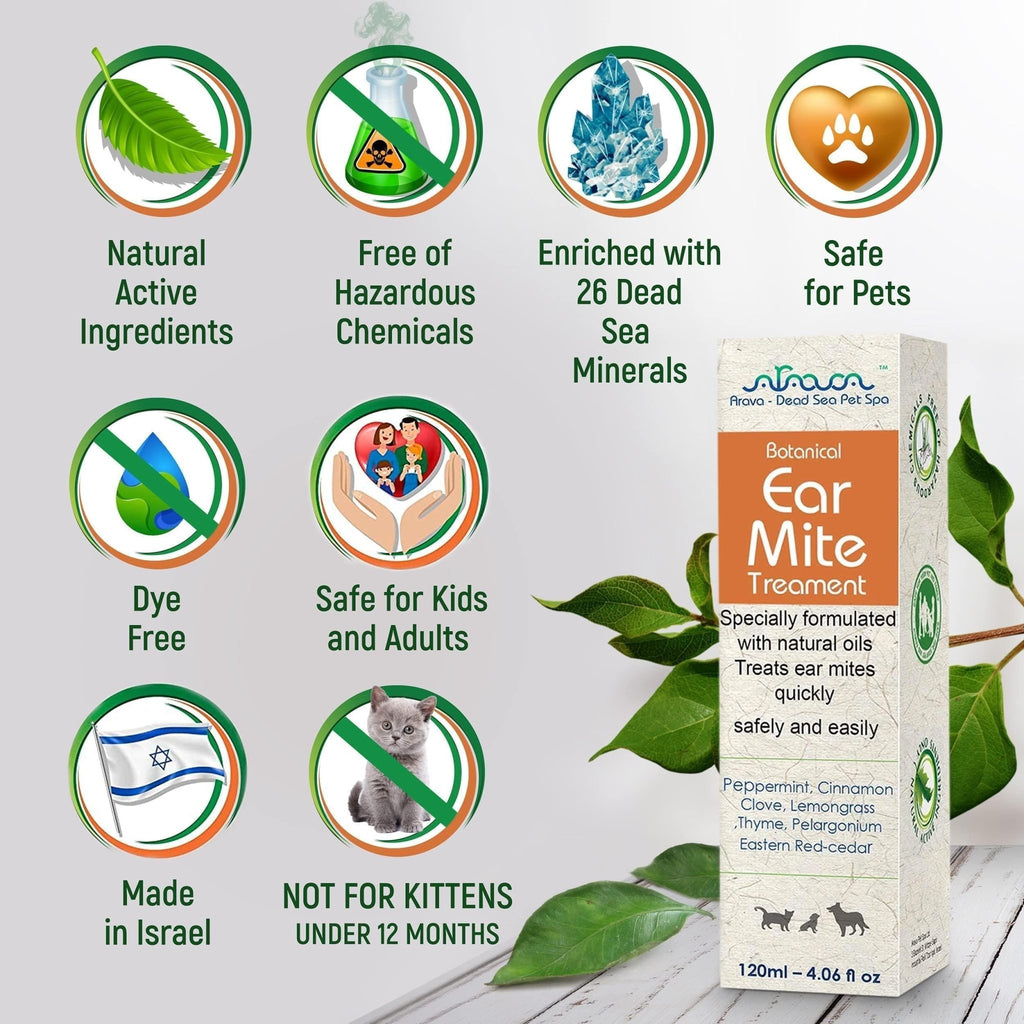 Natural Ear Mite Treatment for Dogs & Cats Pet Ear Mites Infection Cleaner - Mascotitas