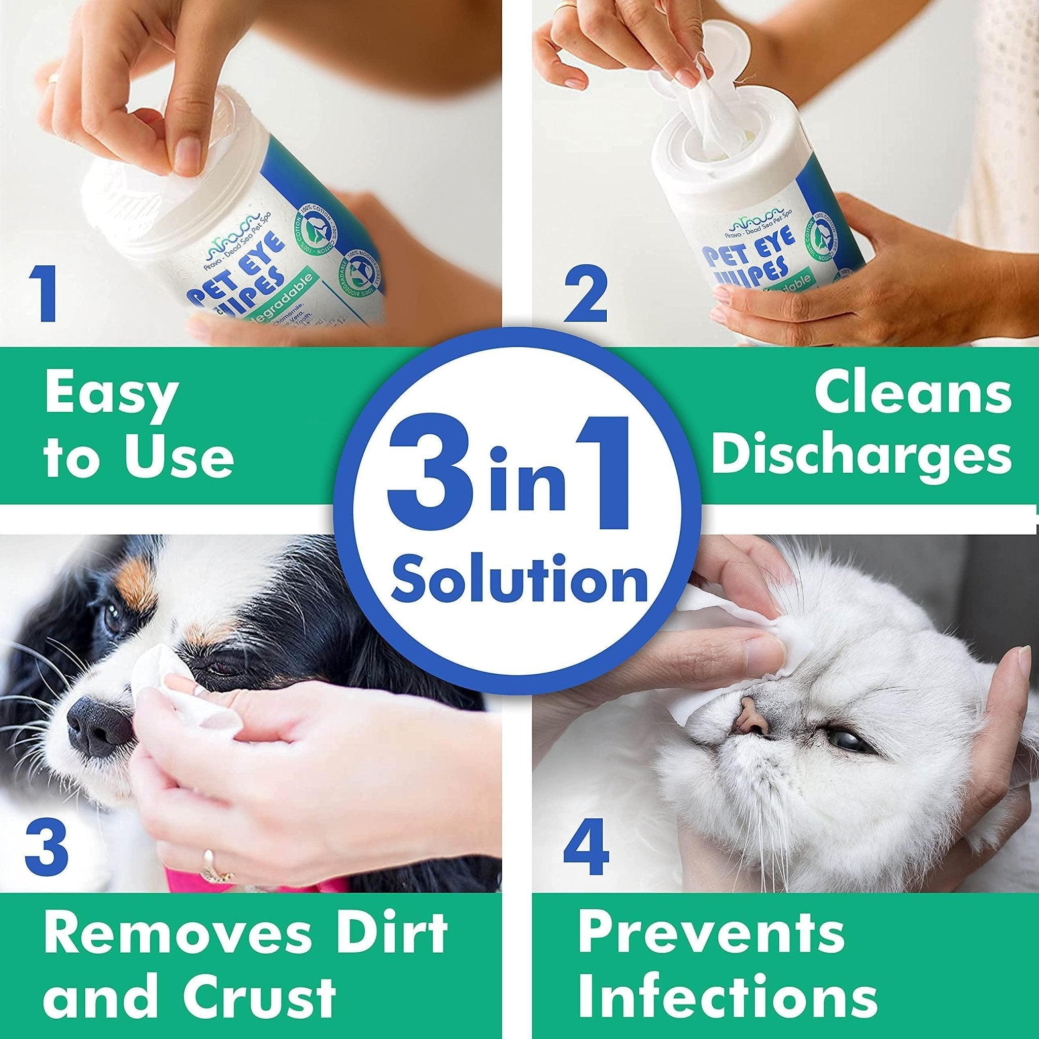 Natural Eye Wipes for Dogs & Cats — 100 Count - Mascotitas