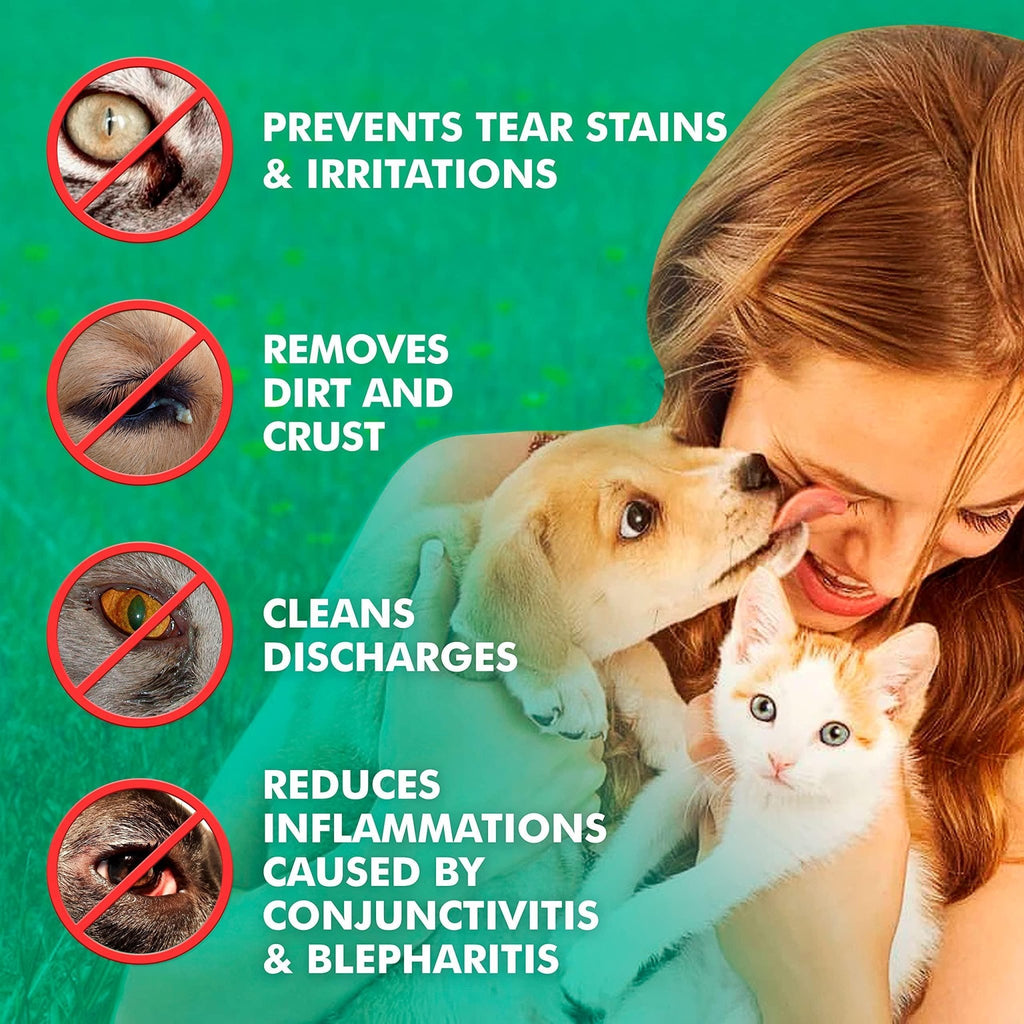 Natural Eye Wipes for Dogs & Cats — 100 Count - Mascotitas
