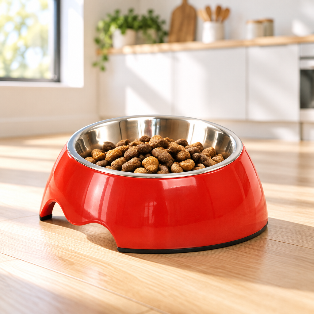 Comedero doble de acero inoxidable antideslizante para mascotas