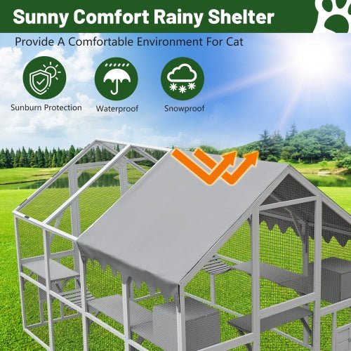 Outdoor Cat Room Cat Fence Kitten Play Fence With Platform - Mascotitas