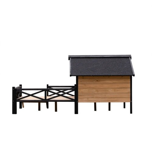 Outdoor Large Cabin Style Wooden Kennel With Porch - Mascotitas